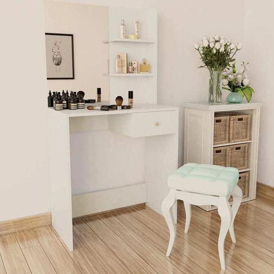 vidaXL Coiffeuse en bois composite 75x40x141 cm blanc