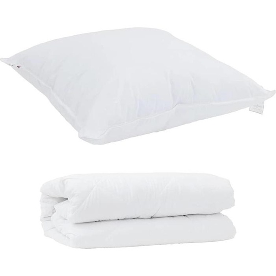 vidaXL Ensemble couette et oreiller 2 pcs blanc microfibre