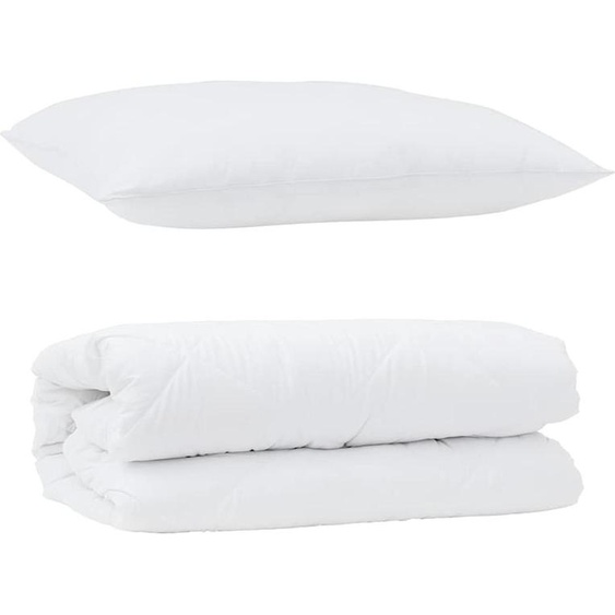 vidaXL Ensemble couette et oreiller 2 pcs blanc microfibre