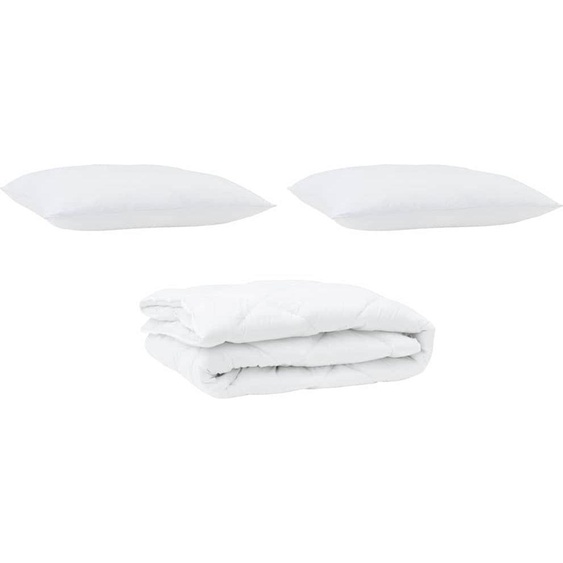 vidaXL Couette avec oreiller 3 pcs blanc microfibre