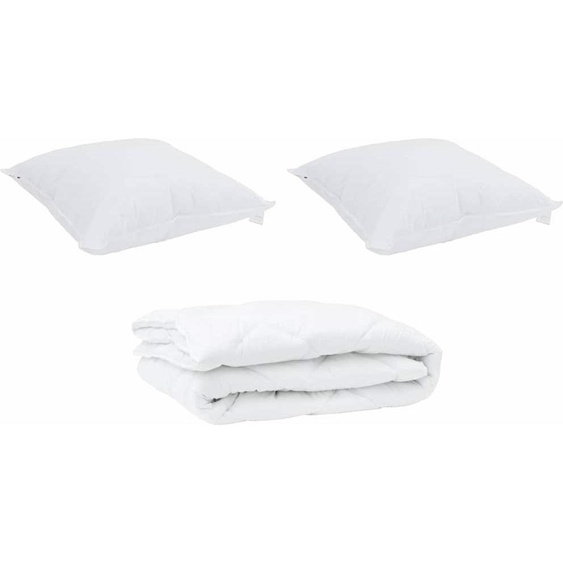 vidaXL Couette avec oreiller 3 pcs blanc microfibre