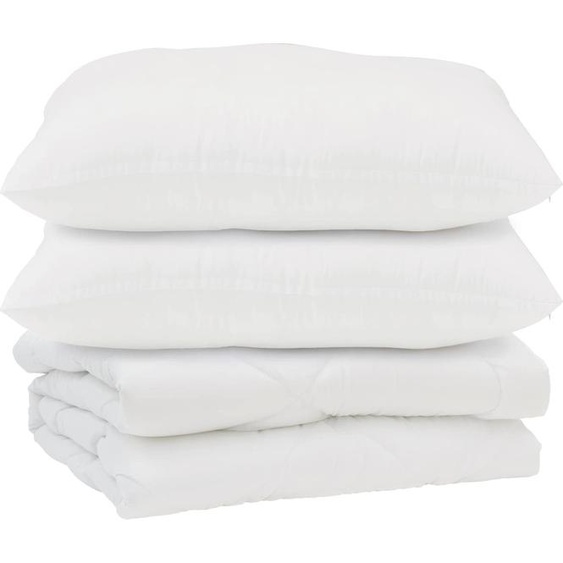 vidaXL Couette avec oreiller 3 pcs blanc microfibre