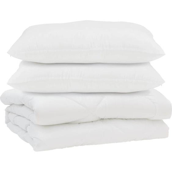 vidaXL Couette avec oreiller 3 pcs blanc microfibre