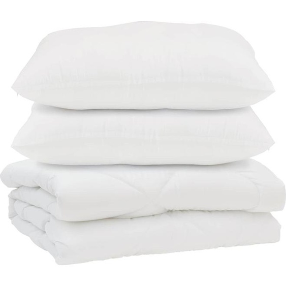 vidaXL Couette avec oreiller 3 pcs blanc microfibre