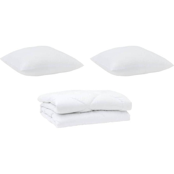 vidaXL Couette avec oreiller 3 pcs blanc microfibre