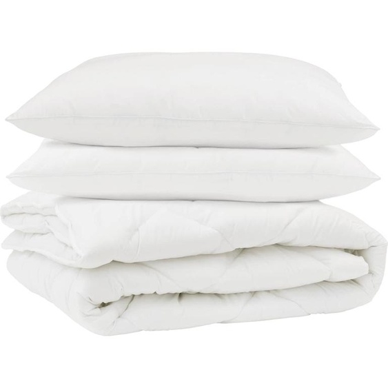 vidaXL Couette avec oreiller 3 pcs blanc microfibre