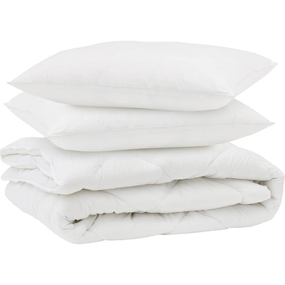 vidaXL Couette avec oreiller 3 pcs blanc microfibre