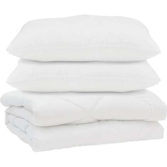 vidaXL Couette avec oreiller 3 pcs blanc microfibre