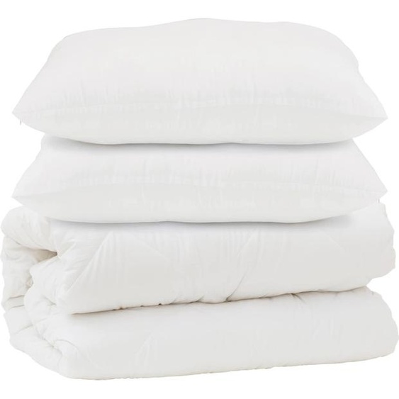 vidaXL Couette avec oreiller 3 pcs blanc microfibre