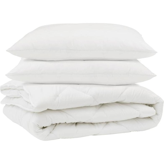 vidaXL Couette avec oreiller 3 pcs blanc microfibre