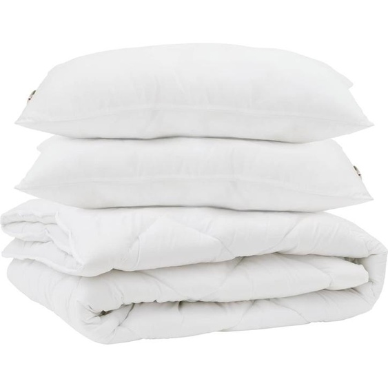 vidaXL Couette avec oreiller 3 pcs blanc microfibre