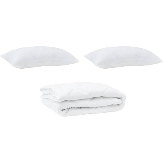 vidaXL Couette avec oreiller 3 pcs blanc microfibre