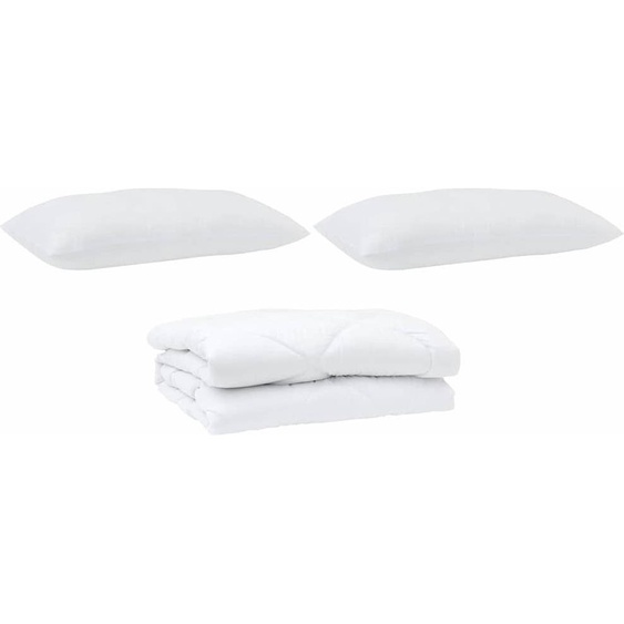 vidaXL Couette avec oreiller 3 pcs blanc microfibre
