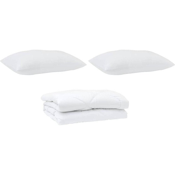 vidaXL Couette avec oreiller 3 pcs blanc microfibre