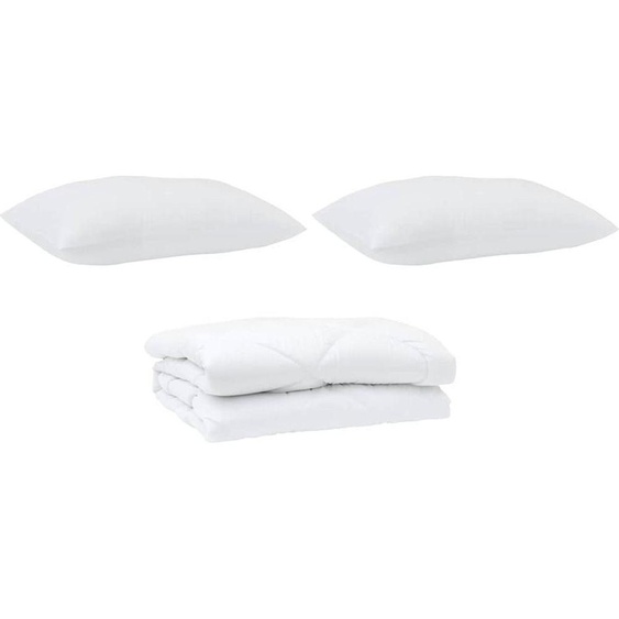 vidaXL Couette avec oreiller 3 pcs blanc microfibre