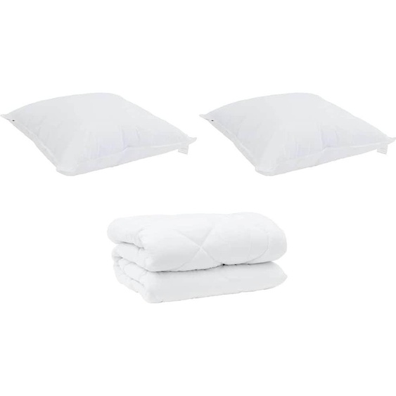 vidaXL Couette dhiver avec oreiller 3 pcs blanc microfibre