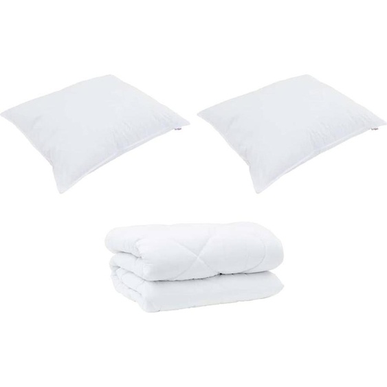 vidaXL Couette dhiver avec oreiller 3 pcs blanc microfibre