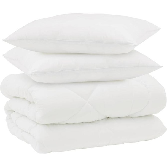 vidaXL Couette dhiver avec oreiller 3 pcs blanc microfibre