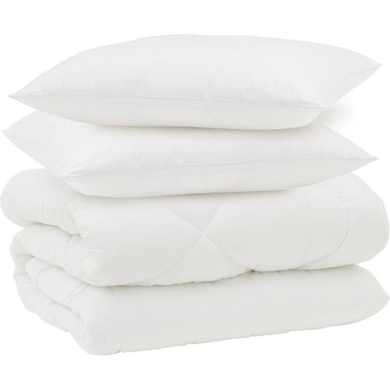 vidaXL Couette dhiver avec oreiller 3 pcs blanc microfibre