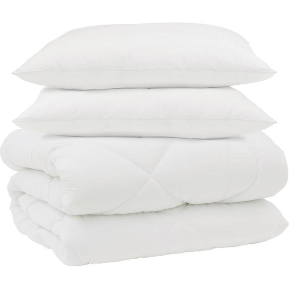 vidaXL Couette dhiver avec oreiller 3 pcs blanc microfibre