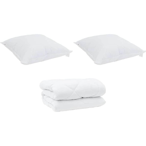 vidaXL Couette dhiver avec oreiller 3 pcs blanc microfibre