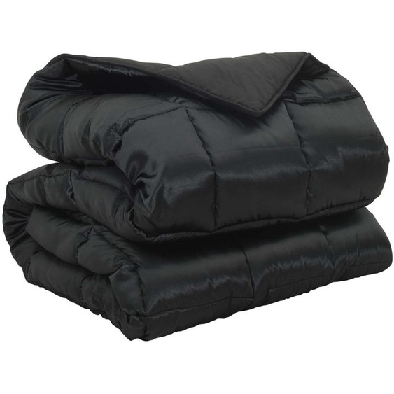 vidaXL Couette dhiver noire 240 x 260 cm satin et microfibre