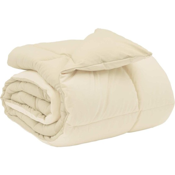vidaXL Couette dhiver rembourrée crème 200 x 200 cm microfibre