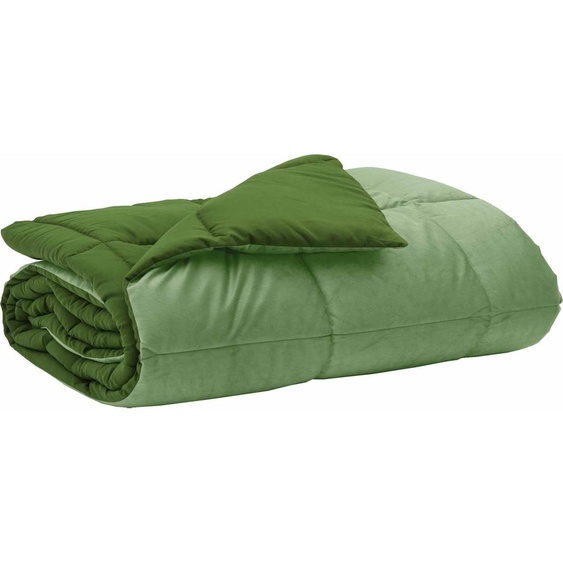 vidaXL Couette toutes saisons rembourrée verte 220 x 260 cm microfibre