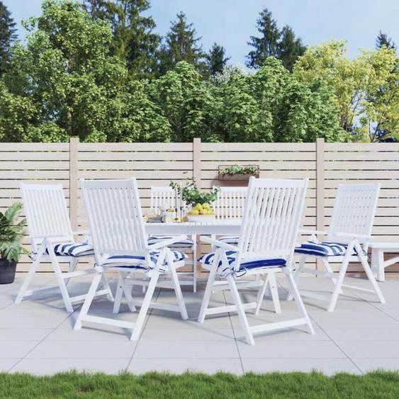 vidaXL Coussins de chaise 6 pcs rayures bleues et blanches 50x50x7 cm 361545