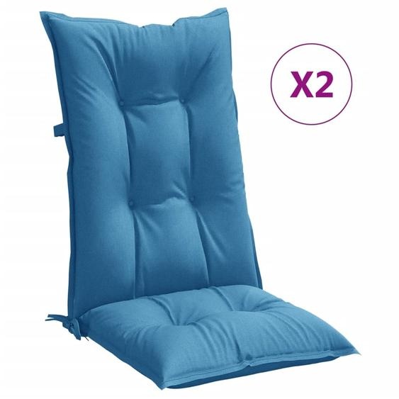 vidaXL Coussins de chaise à haut dossier 2 pcs. Melange Bleu 120x50x7 cm Tissu