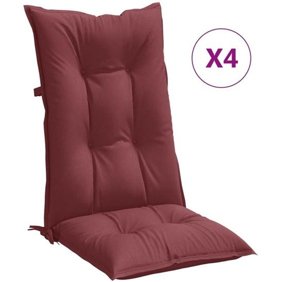 vidaXL Coussins de chaise à haut dossier 4 pcs. Melange rouge vin 120x50x7 cm Tissu