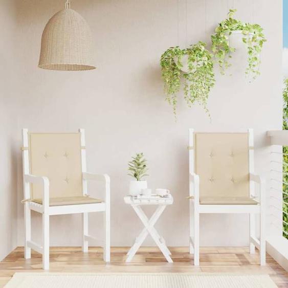 vidaXL Coussins de chaise de jardin à dossier bas lot de 2 beige 47564