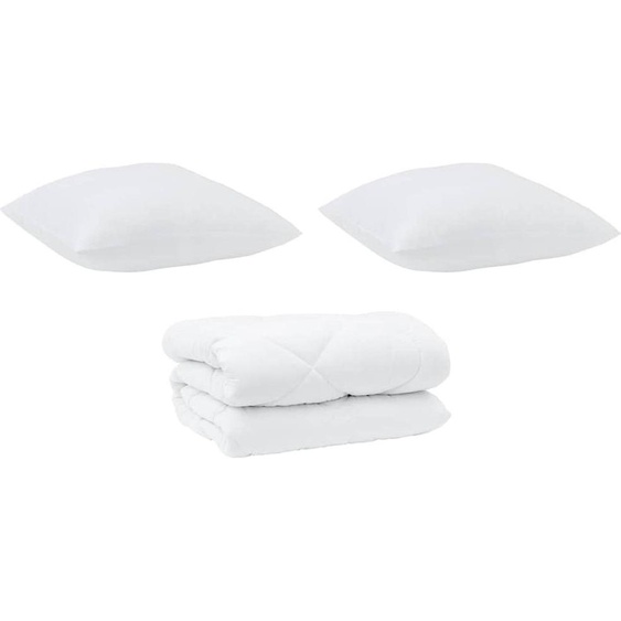 vidaXL Couverture avec oreiller 3 pcs Blanc microfibre et plumes de duvet