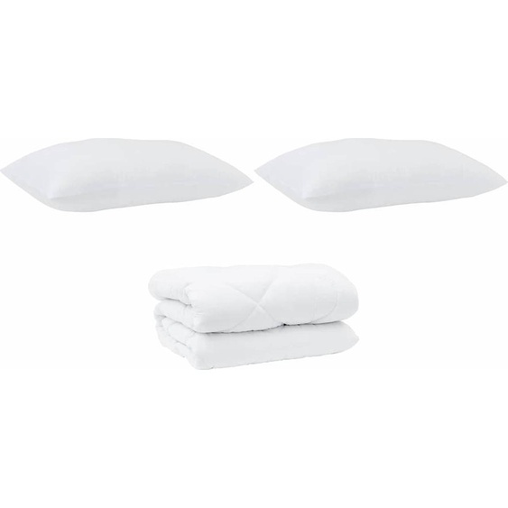 vidaXL Couverture avec oreiller 3 pcs Blanc microfibre et plumes de duvet