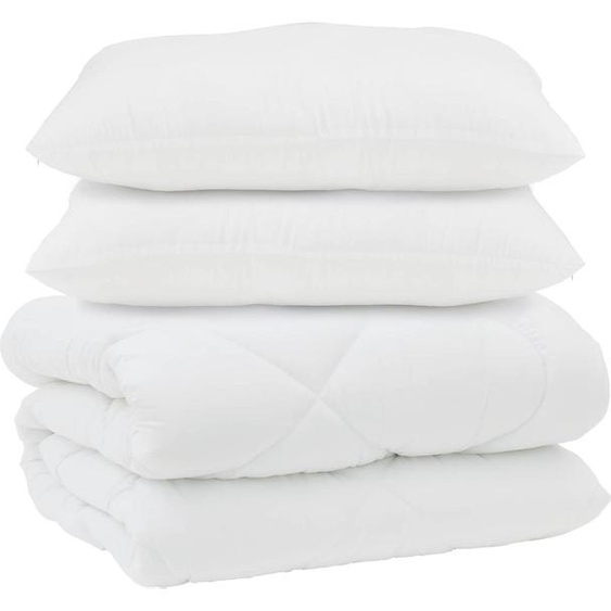 vidaXL Couverture avec oreiller 3 pcs Blanc microfibre et plumes de duvet