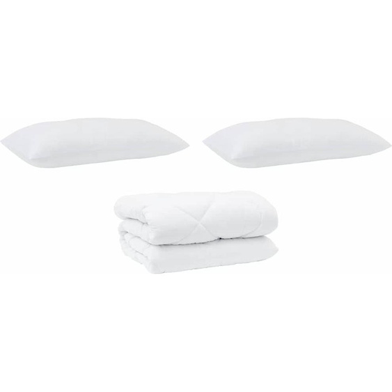 vidaXL Couverture avec oreiller 3 pcs Blanc microfibre et plumes de duvet