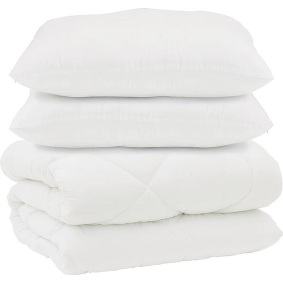 vidaXL Couverture avec oreiller 3 pcs Blanc microfibre et plumes de duvet