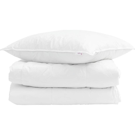 vidaXL Couverture dété avec oreiller 2 pcs Blanc Plume de duvet