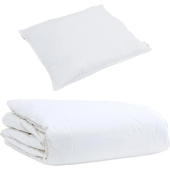 vidaXL Couverture dété avec oreiller 2 pcs Blanc Plume de duvet