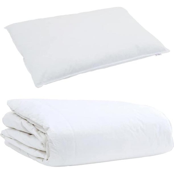 vidaXL Couverture dété avec oreiller 2 pcs Blanc Plume de duvet