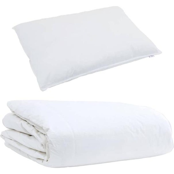 vidaXL Couverture dété avec oreiller 2 pcs Blanc Plume de duvet