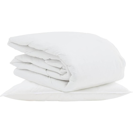 vidaXL Couverture dété avec oreiller 2 pcs Blanc Plume de duvet