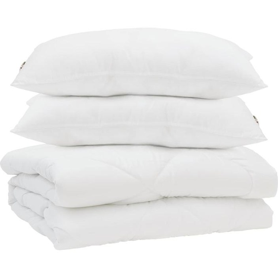vidaXL Couverture dété avec oreiller 3 pcs blanc microfibre