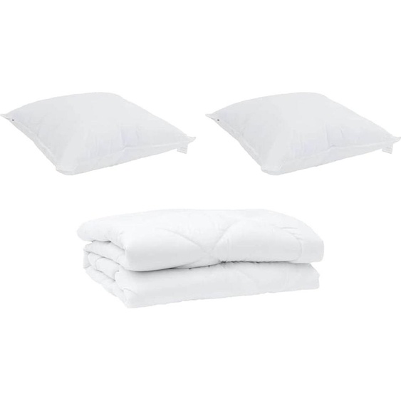 vidaXL Couverture dété avec oreiller 3 pcs blanc microfibre