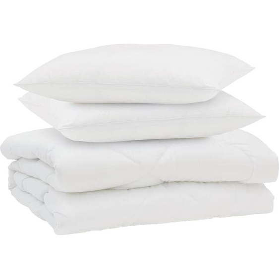 vidaXL Couverture dété avec oreiller 3 pcs blanc microfibre