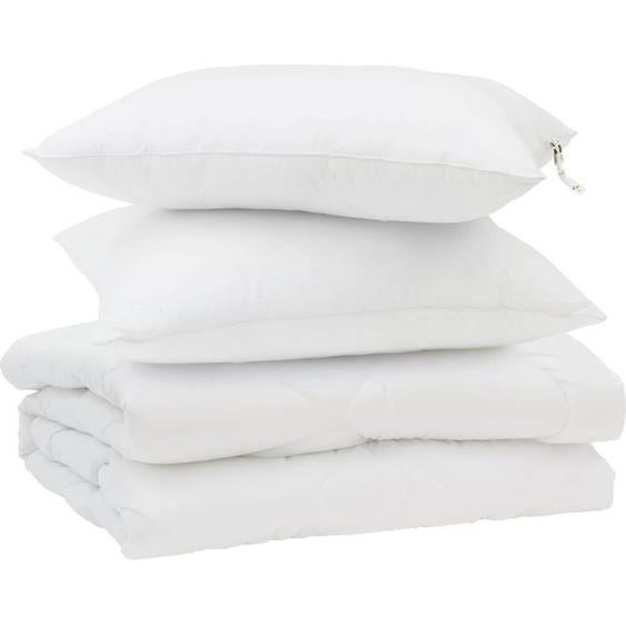 vidaXL Couverture dété avec oreiller 3 pcs blanc microfibre