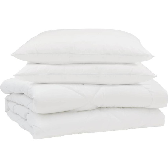 vidaXL Couverture dété avec oreiller 3 pcs blanc microfibre