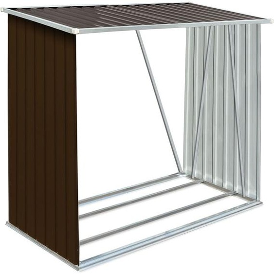 vidaXL Dépôt de bois de chauffage Acier galvanisé 163 x 83 x 154 cm Marron