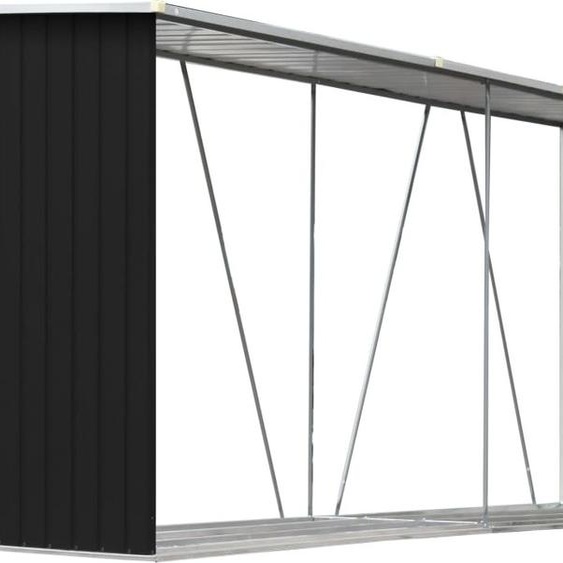 vidaXL Dépôt de bois de chauffage Acier galvanisé 330x84x152 cm Anthracite