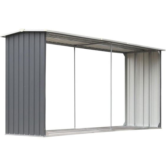 vidaXL Dépôt de bois de chauffage en acier galvanisé 330 x 92 x 153 cm Gris